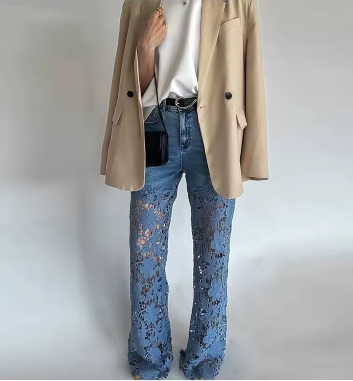 Ladies High Waist Lace Hollow Out
Jeans