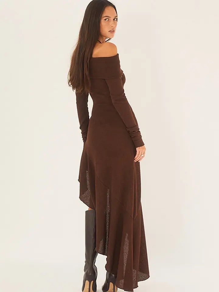 Full sleeve ruffle long dress