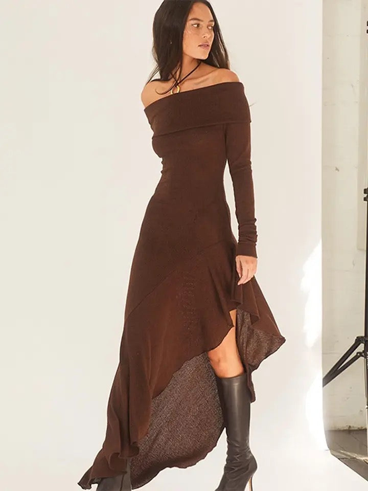 Full sleeve ruffle long dress