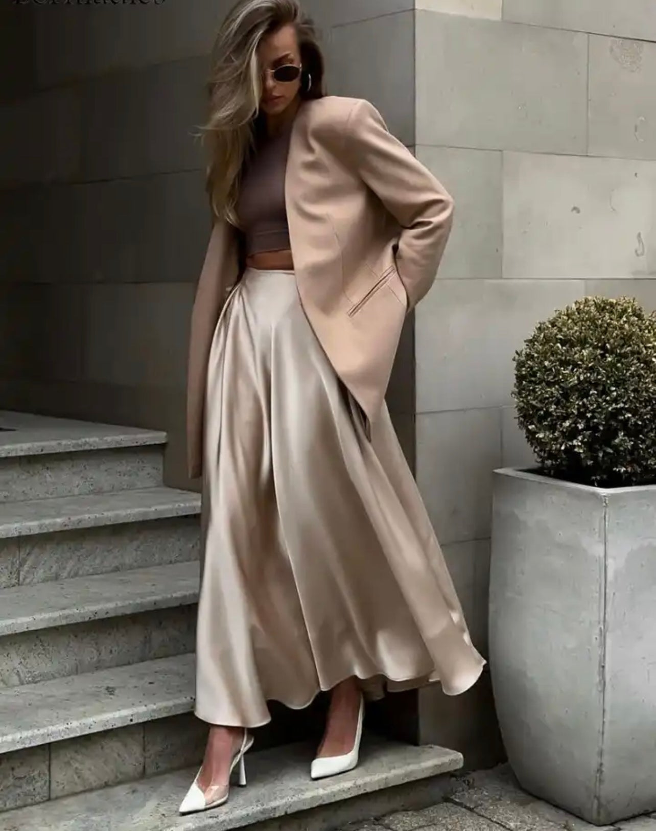 Satin loose skirt