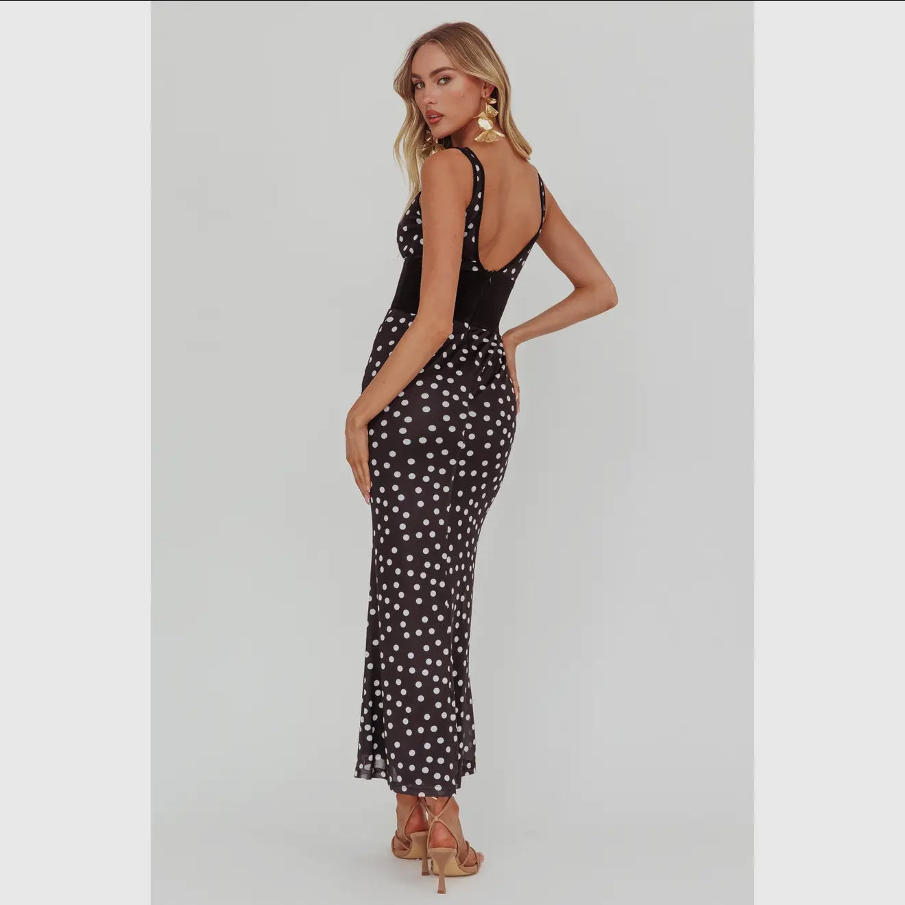 Sleeveless Polka Dot Maxi Dress