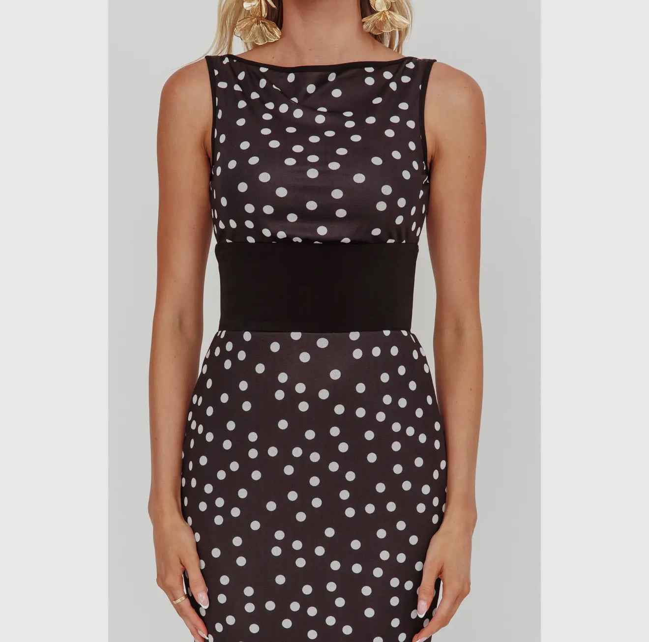 Sleeveless Polka Dot Maxi Dress