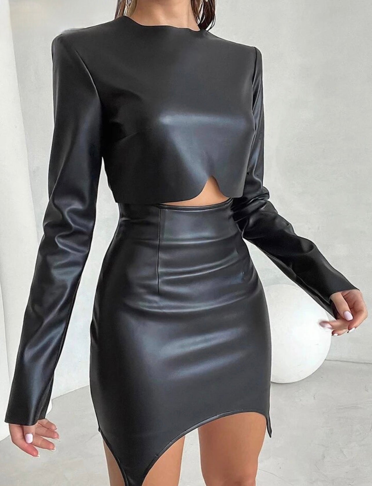 Leather skirt set