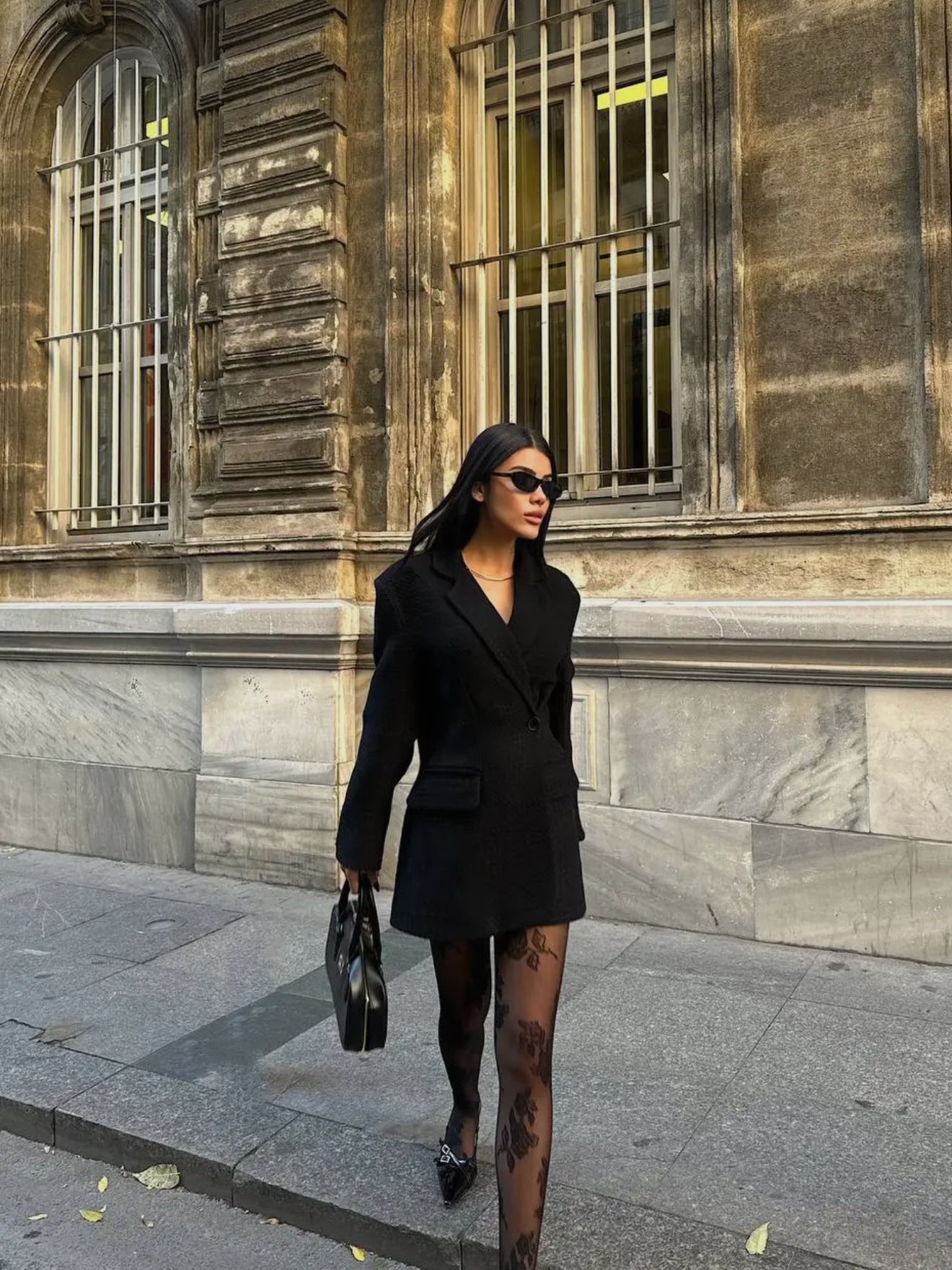 Womens Wool Blend Long Blazer with Pockets- Elegant Jacket