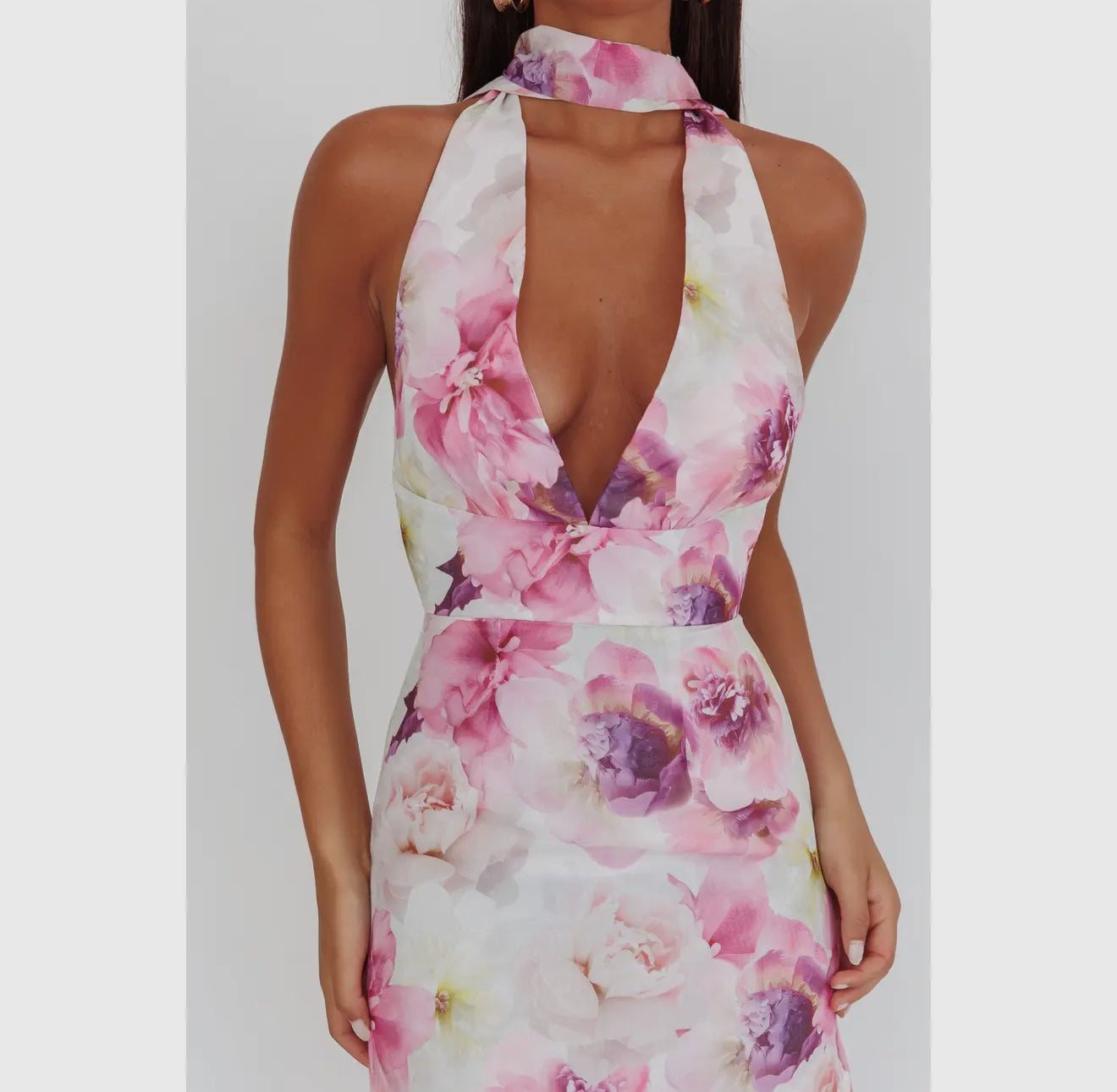 V Neck Floral Maxi Dress