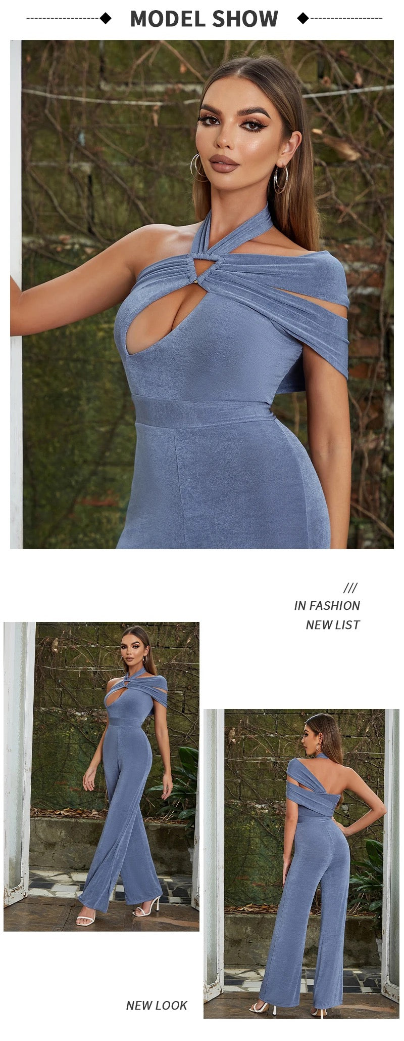Velvet halter jumpsuit