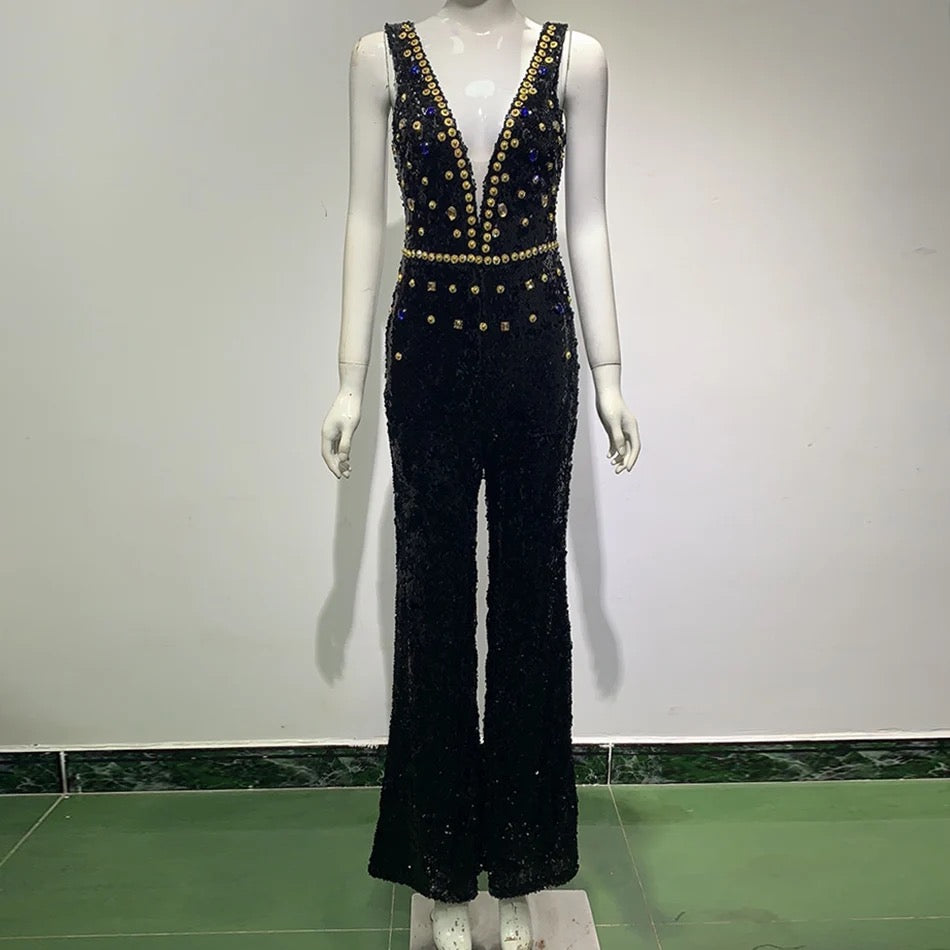 Sequin jumpsuit black