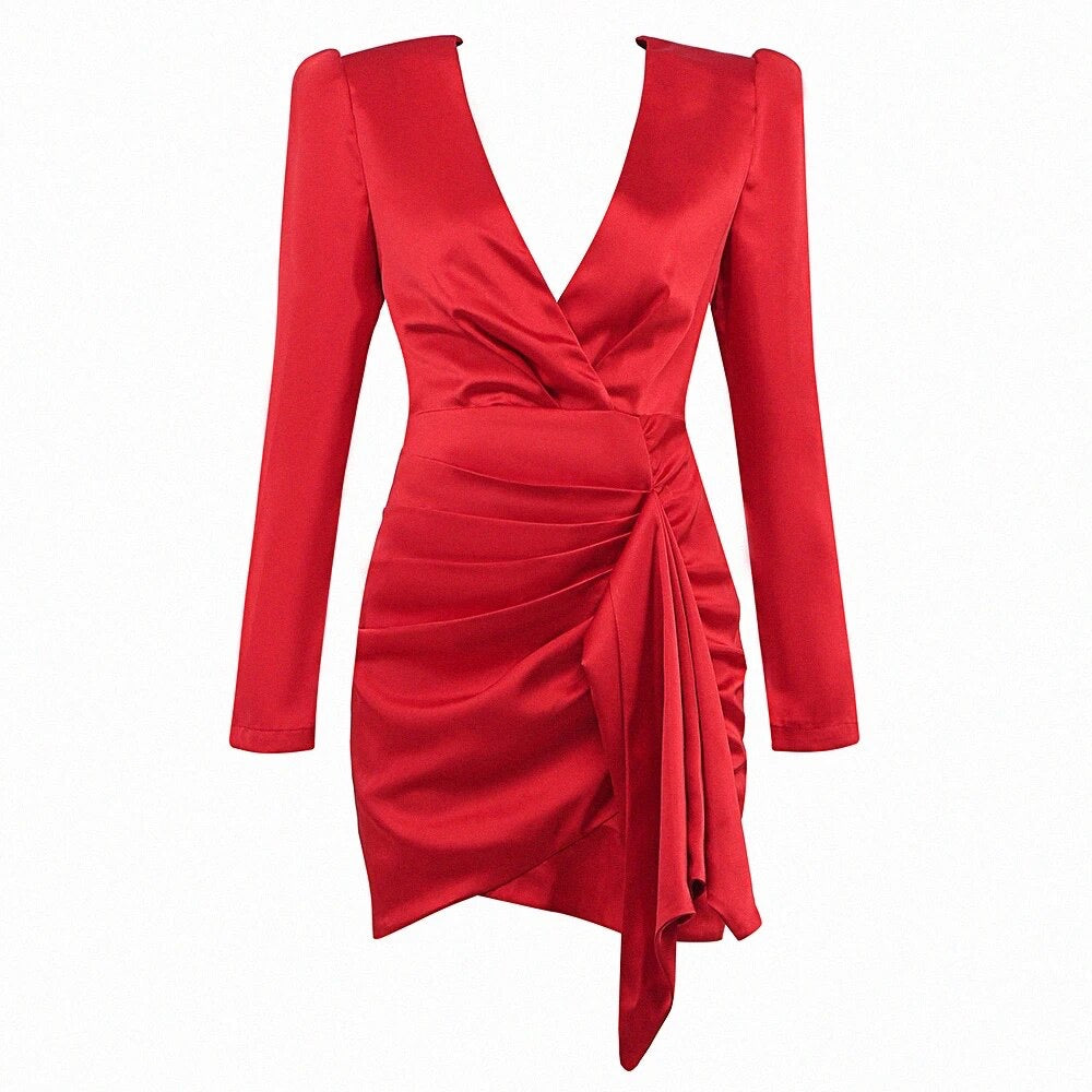 Red satin dress