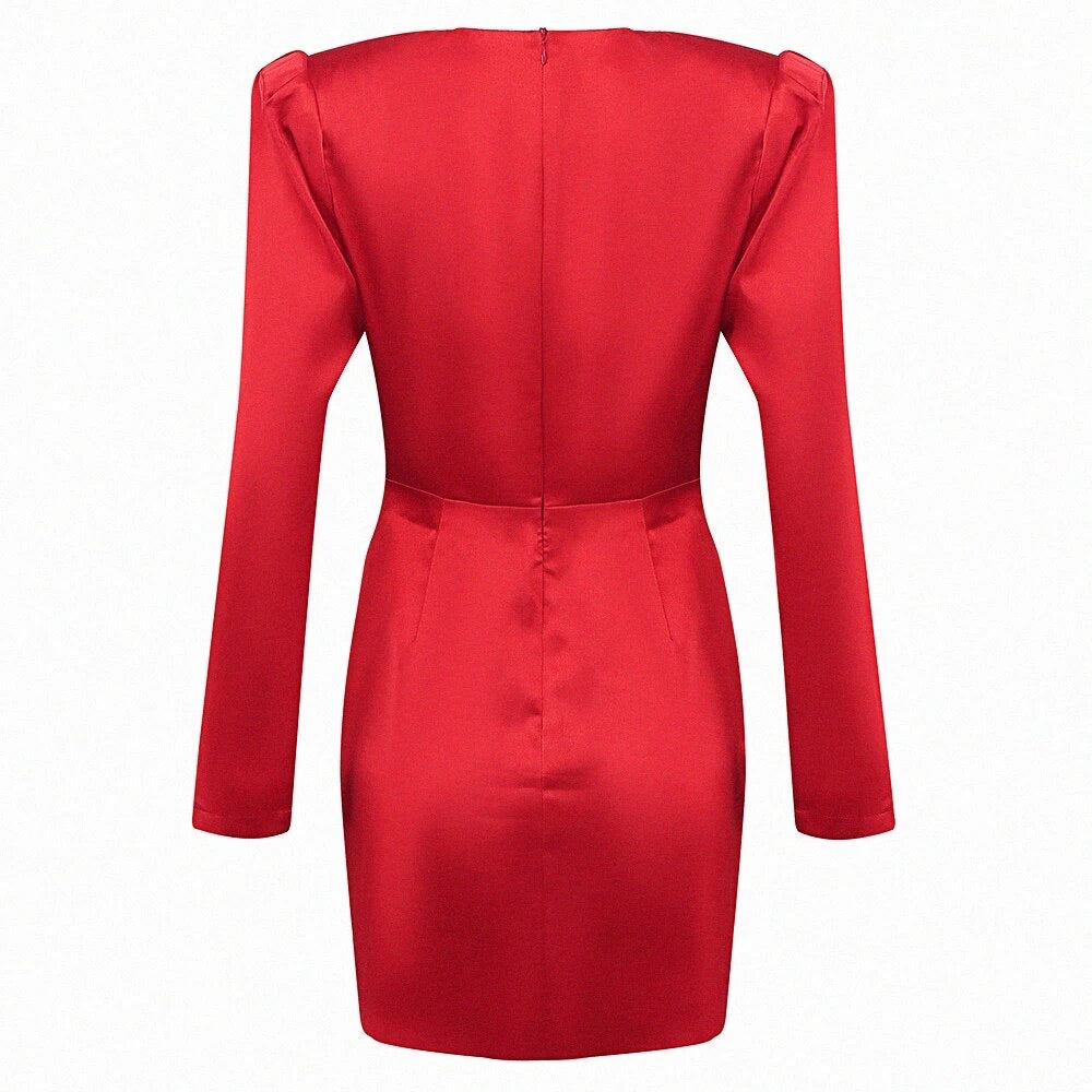 Red satin dress