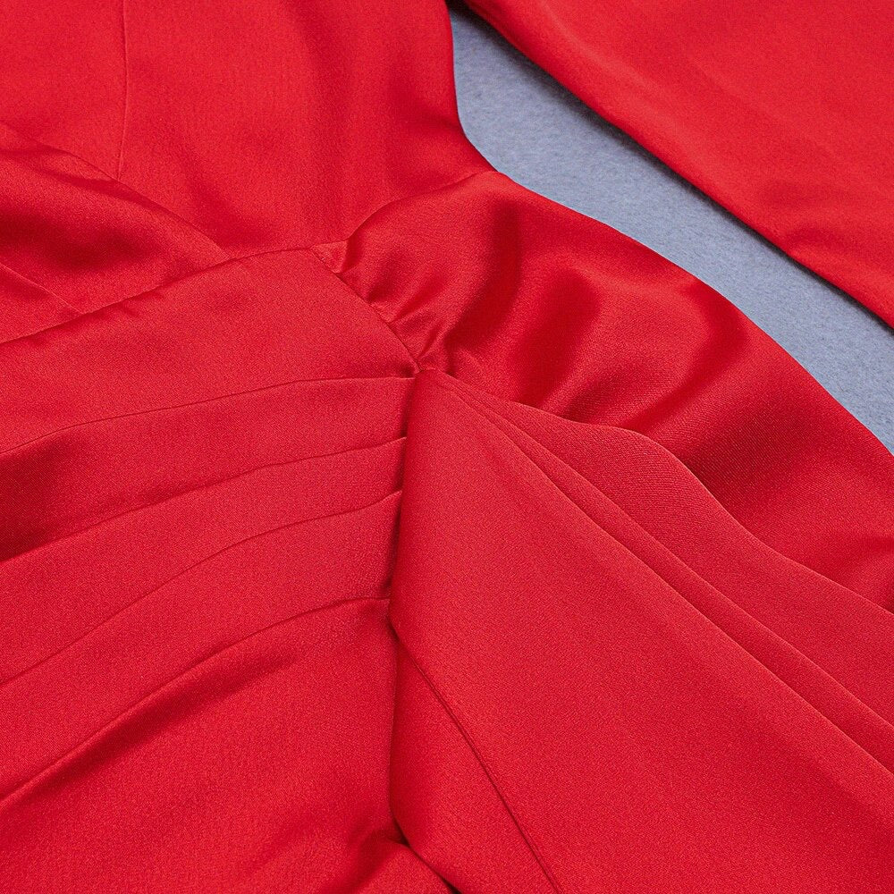 Red satin dress