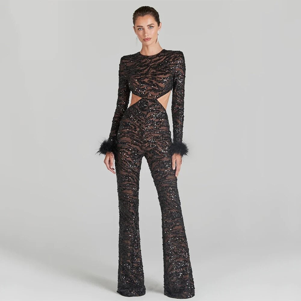 Slim sequined jumpsuit
