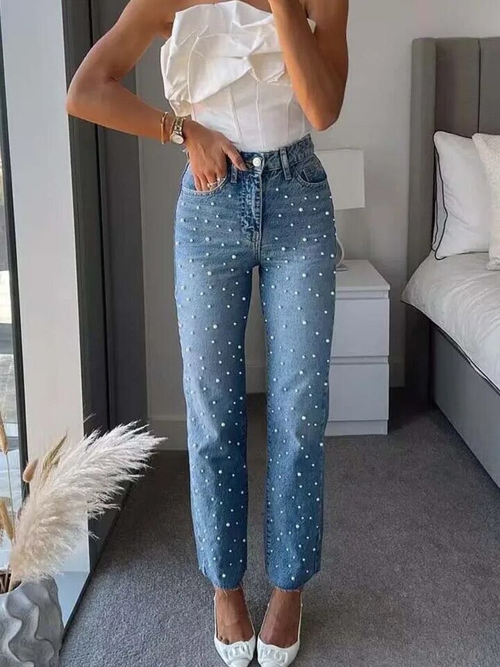 Faux Pearl jeans