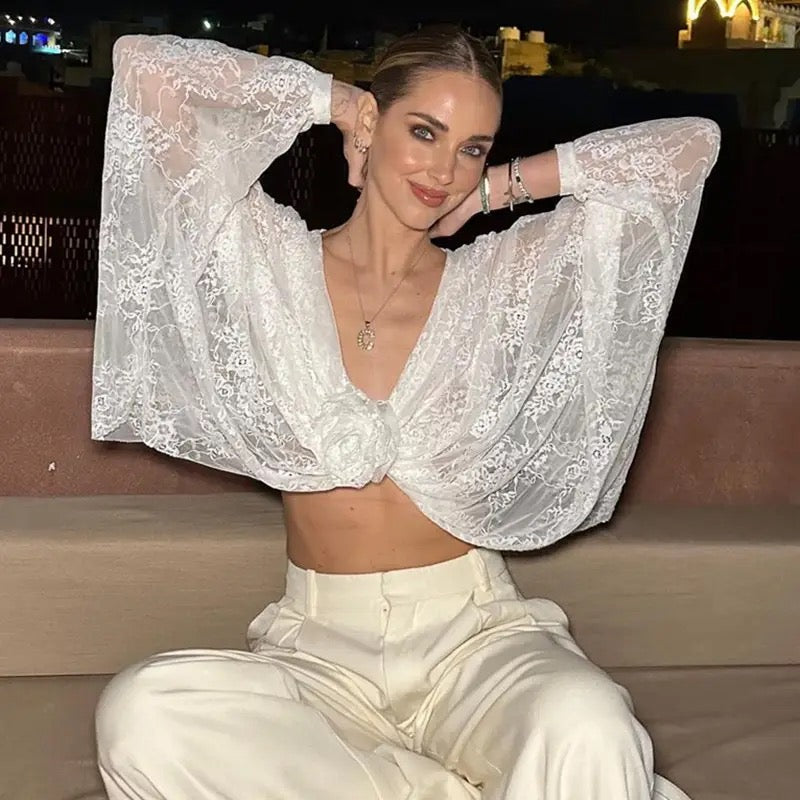 Wrap lace top