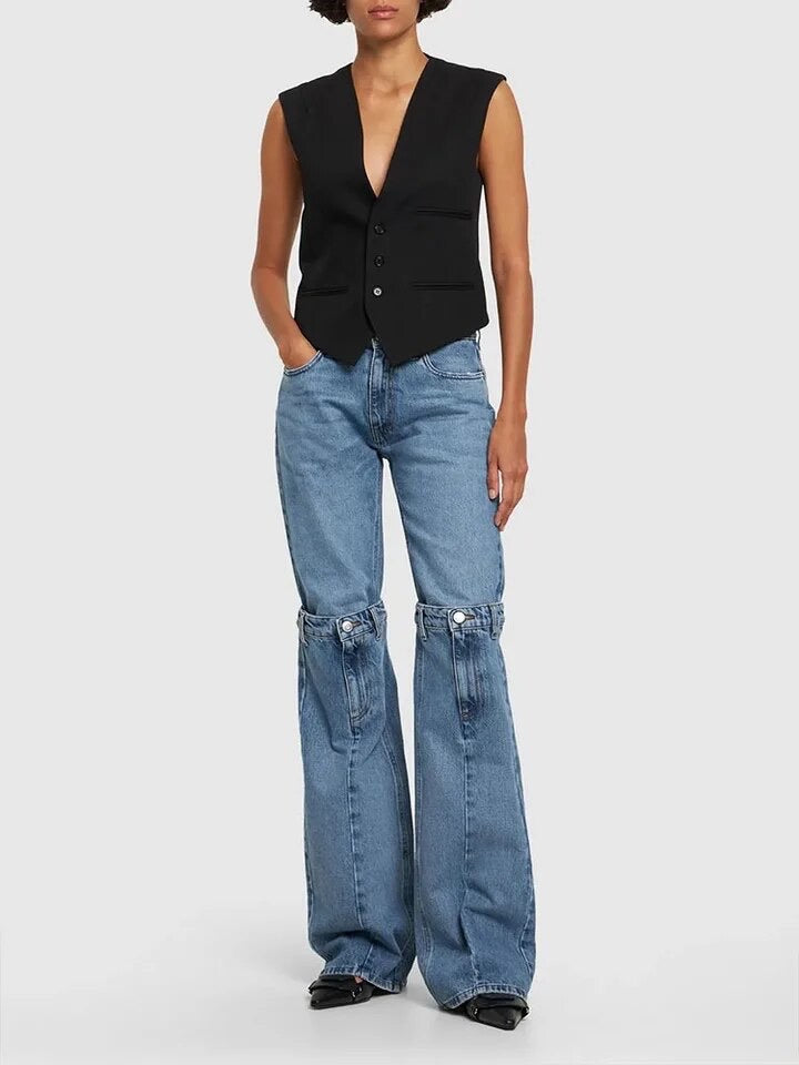 Splicing straight jeans