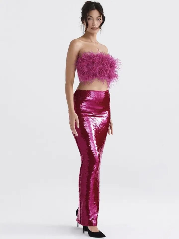 Feather sequin set