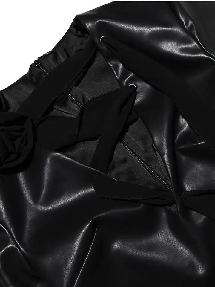 Flower leather dress
