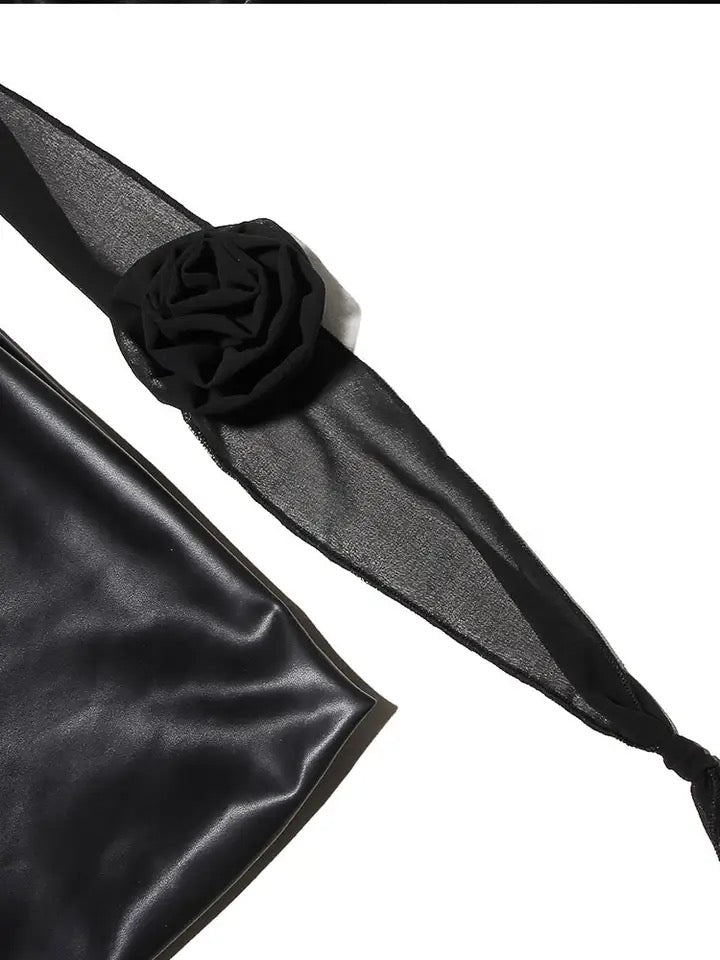 Flower leather dress