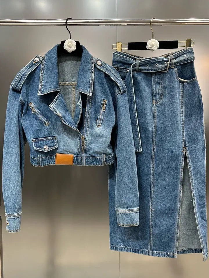Denim two piece set