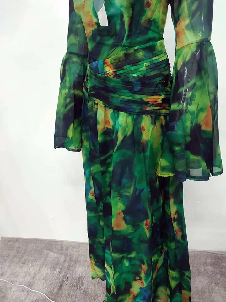 New print flare dress