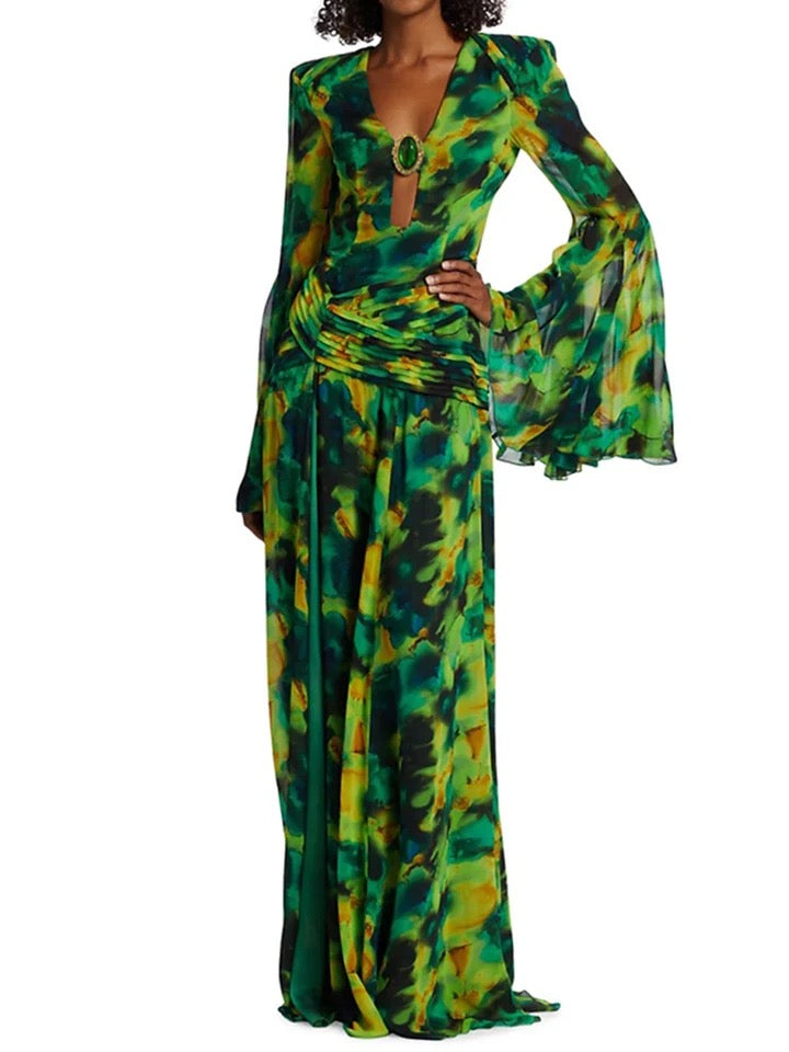 New print flare dress