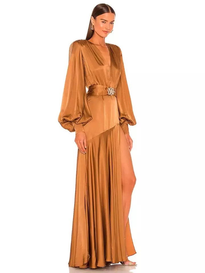 V-neck plated dress