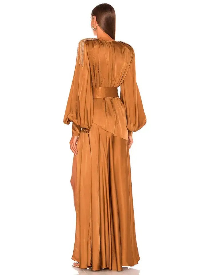 V-neck plated dress