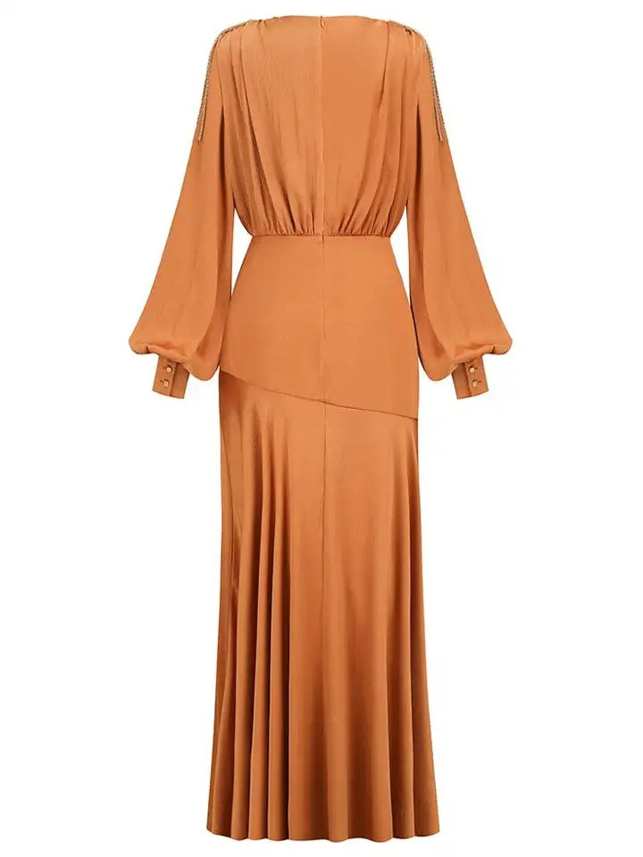 V-neck plated dress