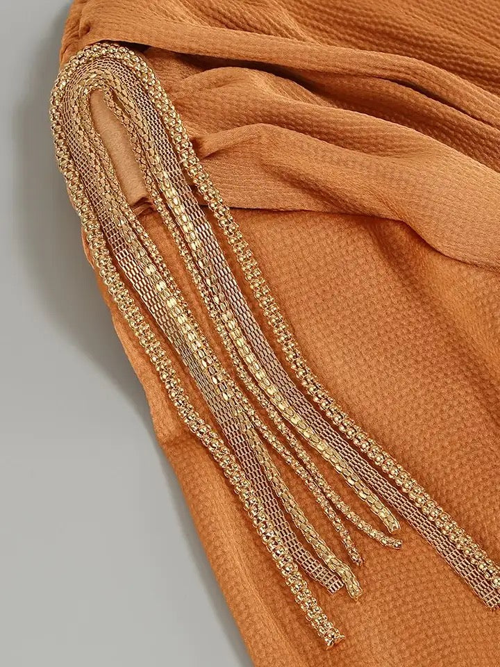 V-neck plated dress