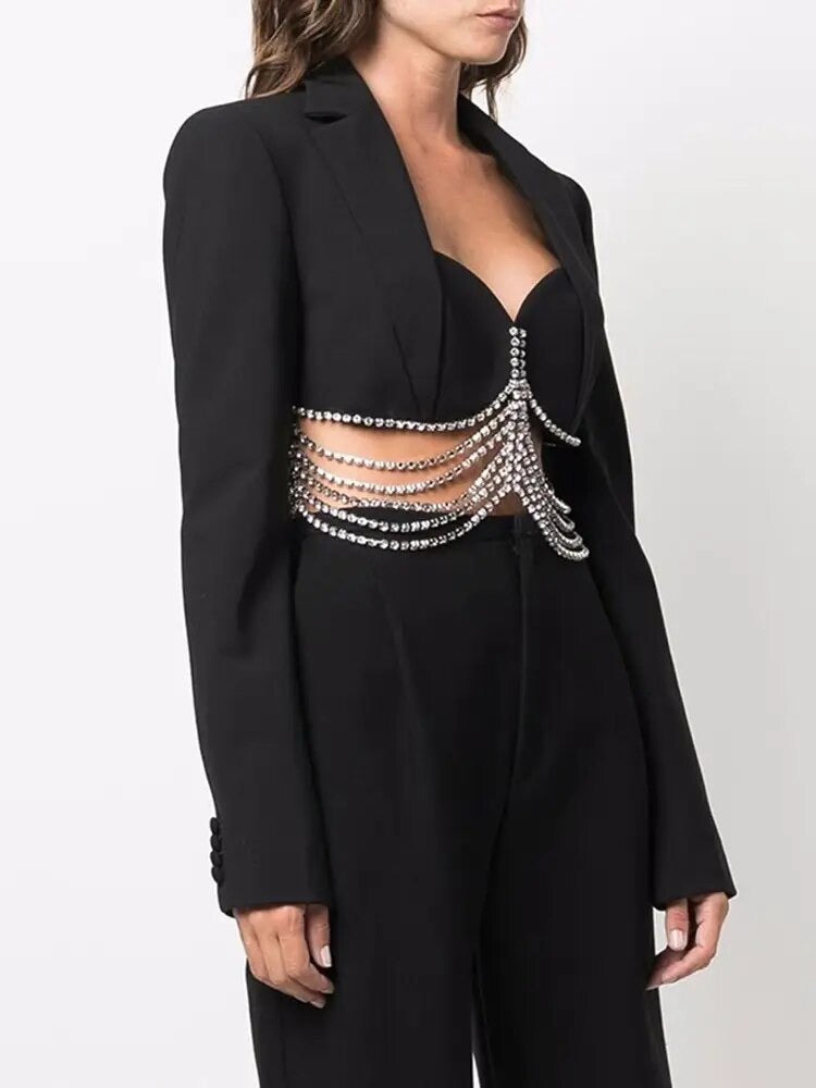 Chain solid blazer