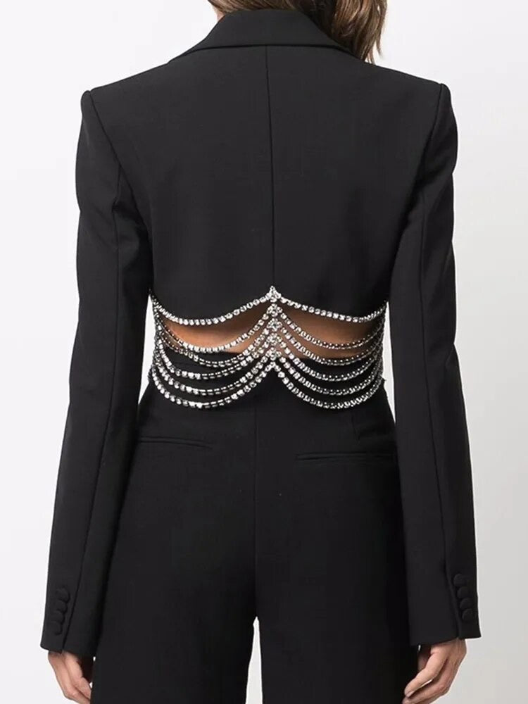 Chain solid blazer