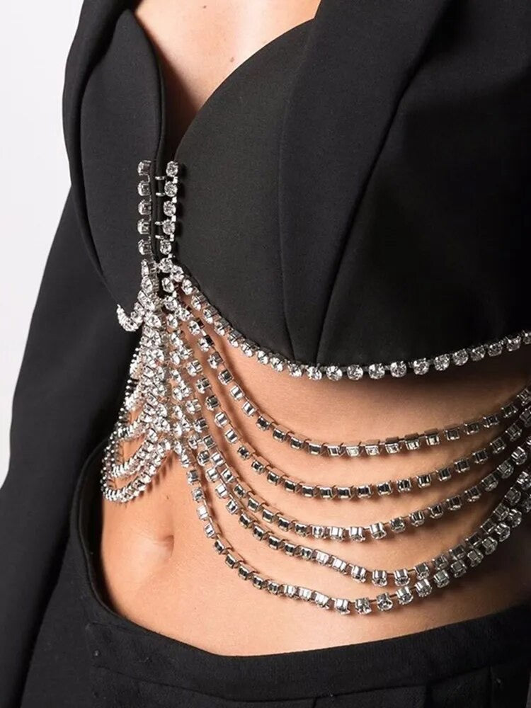 Chain solid blazer