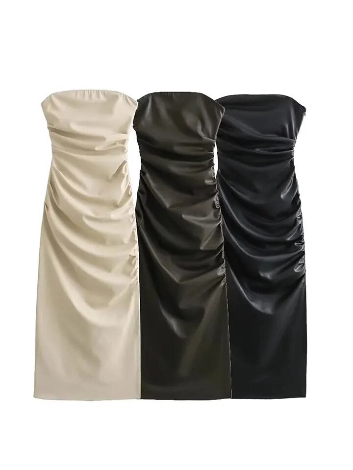 Faux leather dress