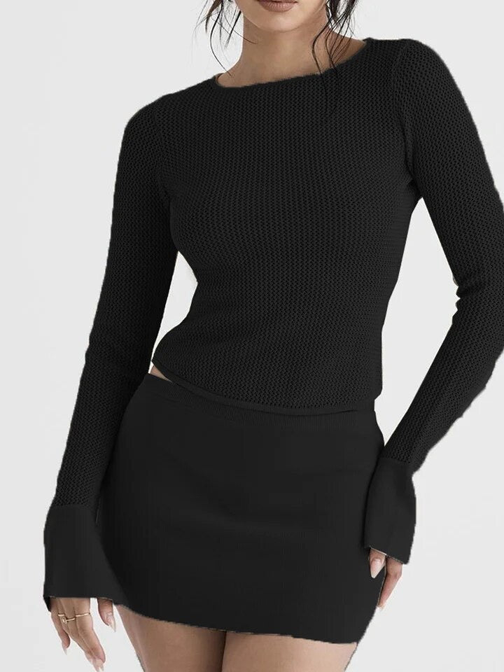 Women Casual Ruched Long Sleeve T-Shirts Spring Fall Solid Slim Fit Pullovers Female Streetwear