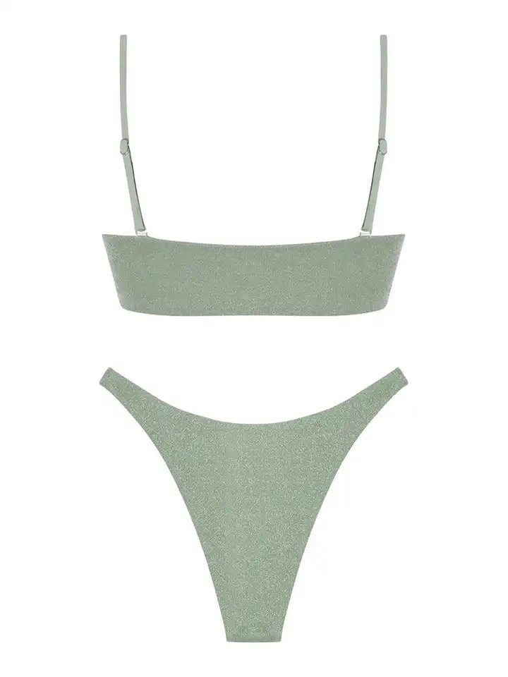 Two piece high cut bathing suit