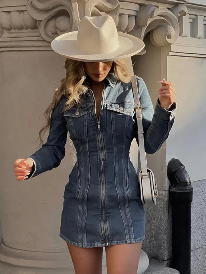 Zip lapel dress