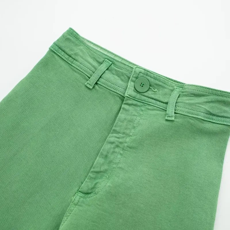 High waisted denim trousers