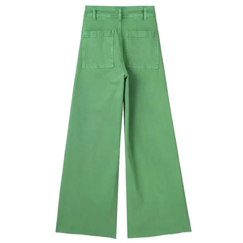 High waisted denim trousers