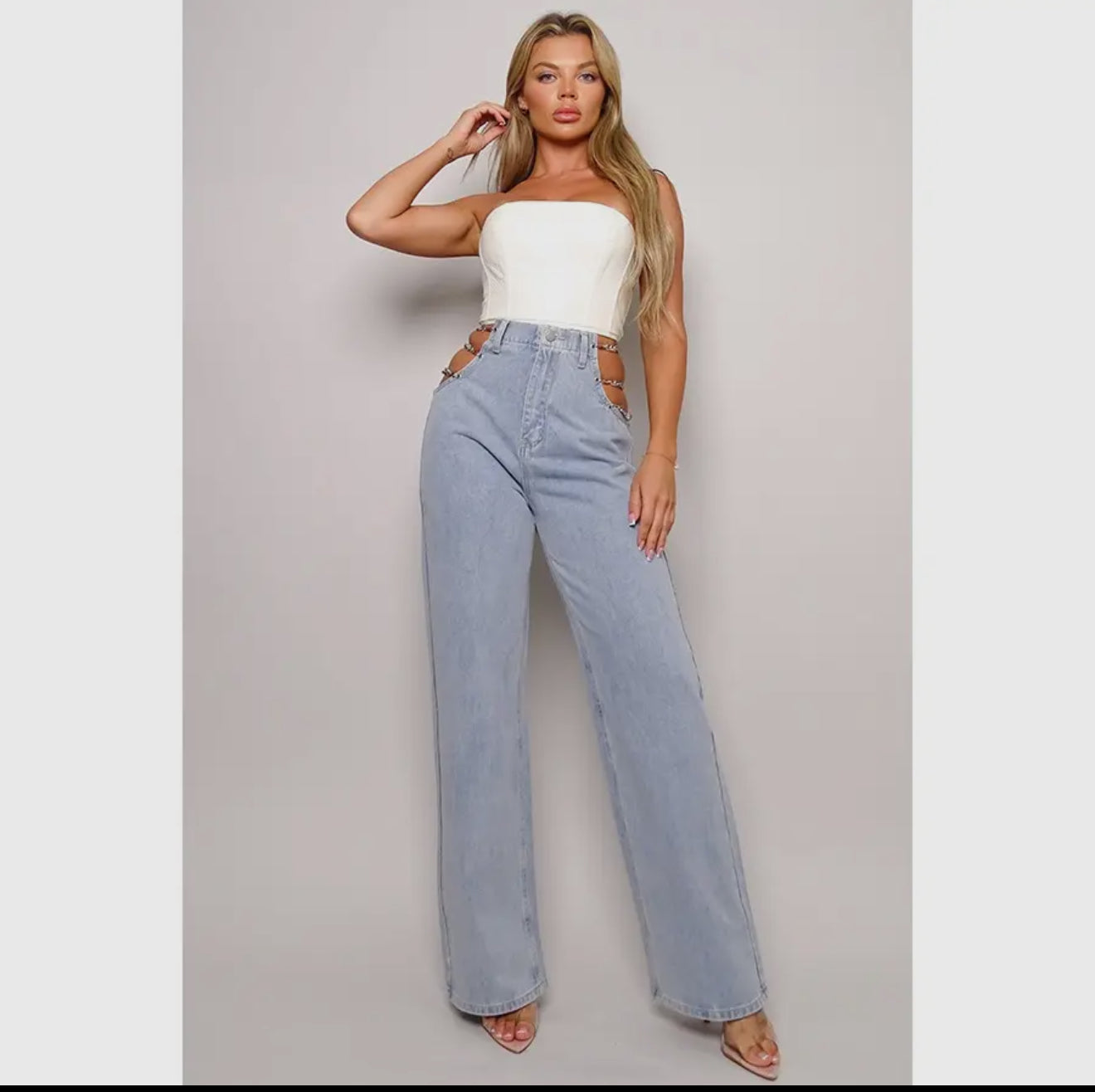 90S Chic Chain Side Wide
Leg Jeans