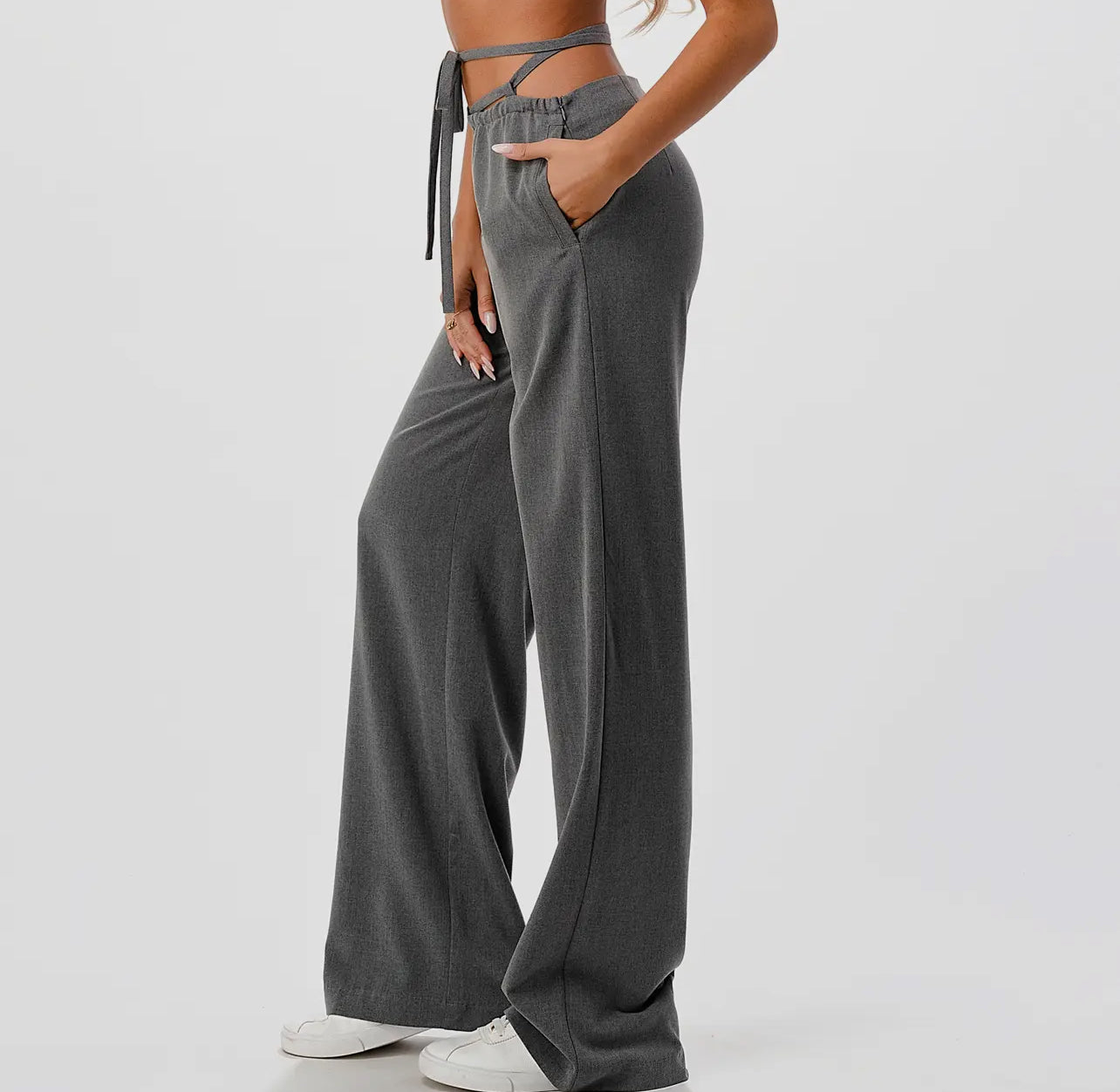 Cross Tie Wide Leg Pants