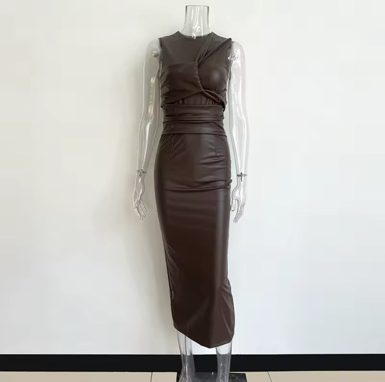 Leather mid dress