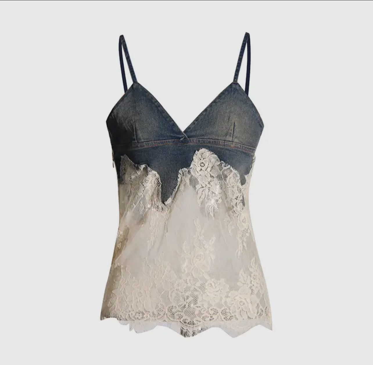 Sexy Lace Suspender Top &
Denim Shorts Set