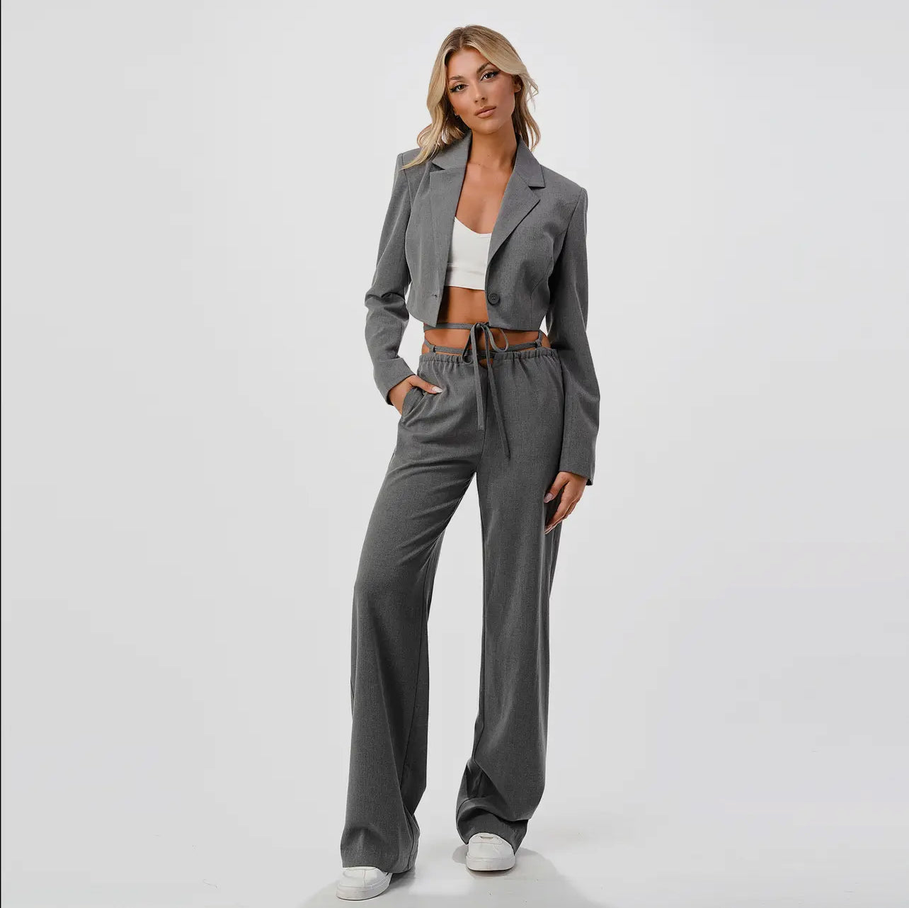 Cross Tie Wide Leg Pants