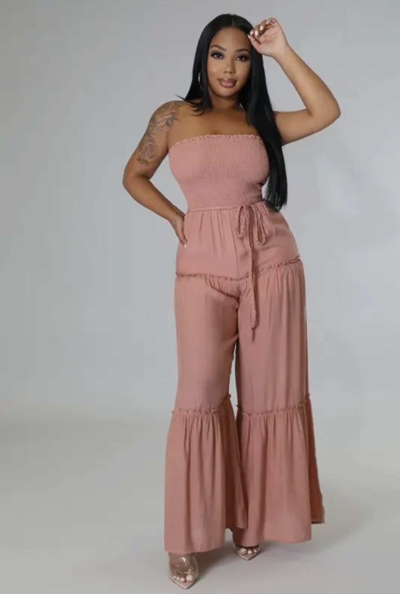 Wide Leg Jumpsuits with Waist Tie