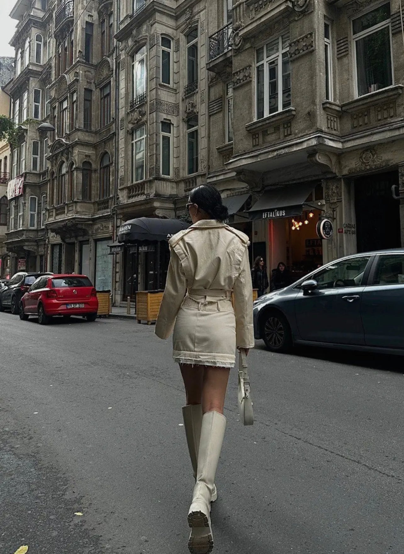 Chic Beige Cut-Out Blazer and Frayed
Skirt Set