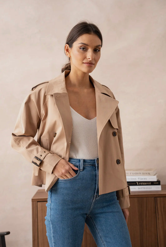 Plain Cropped Trench Coat