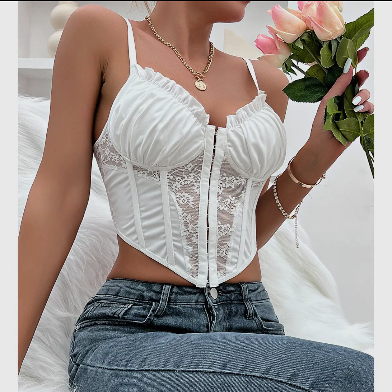 Lace See Through Ruffle
Corset Sexy Camisole