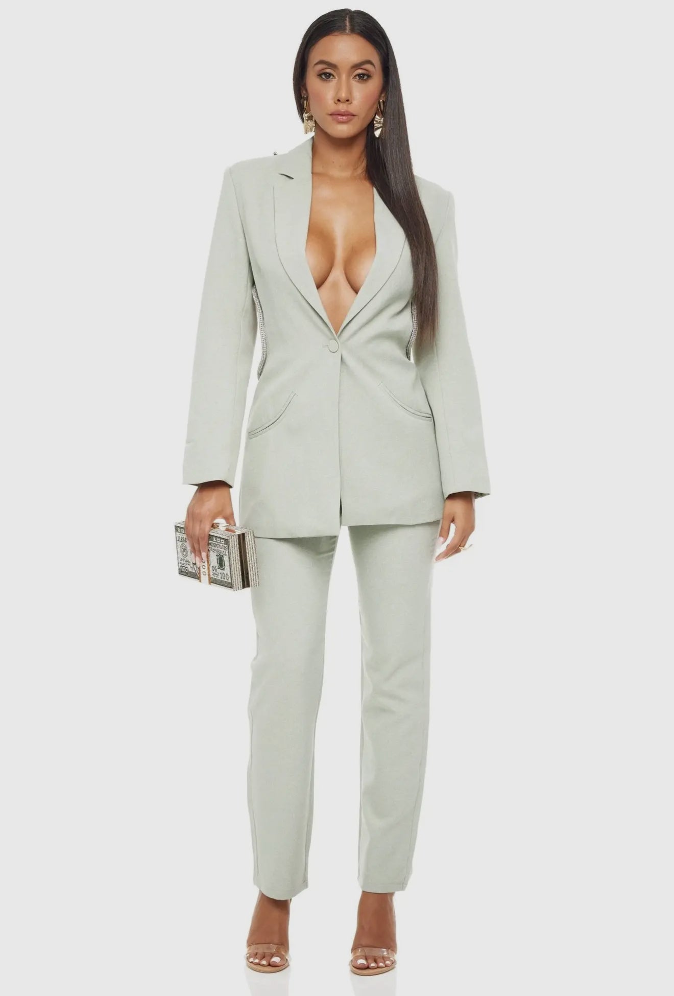 Backless Power Suit – Mint Elegance Set