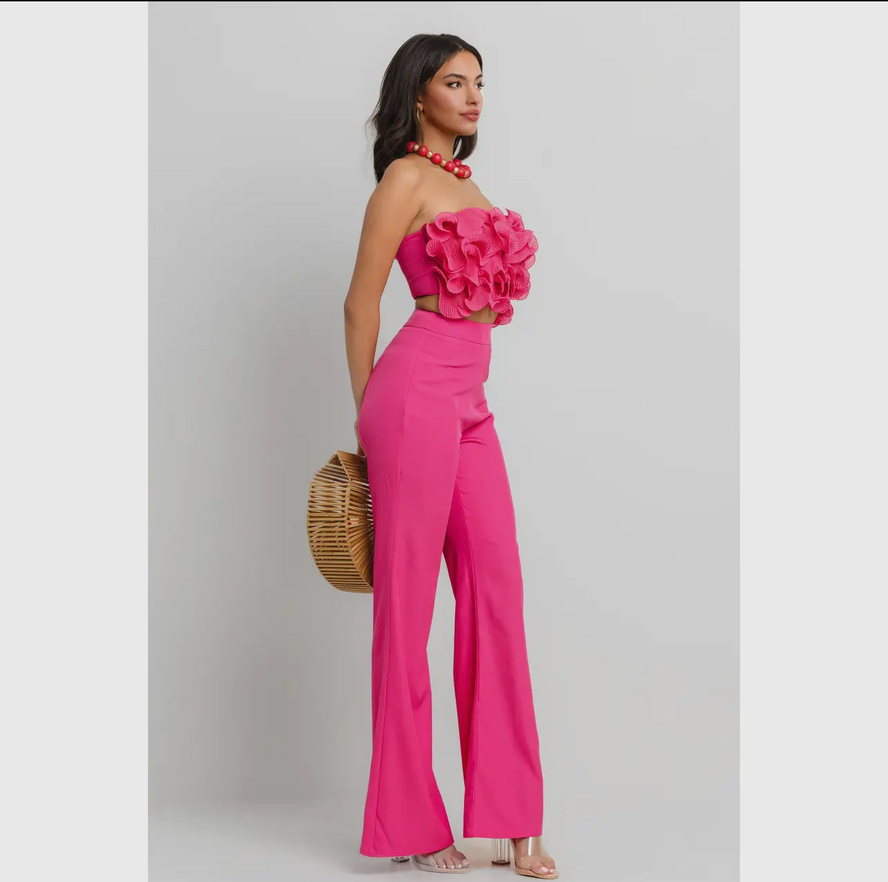 Ruffle Tube Top with Matching Pants Set