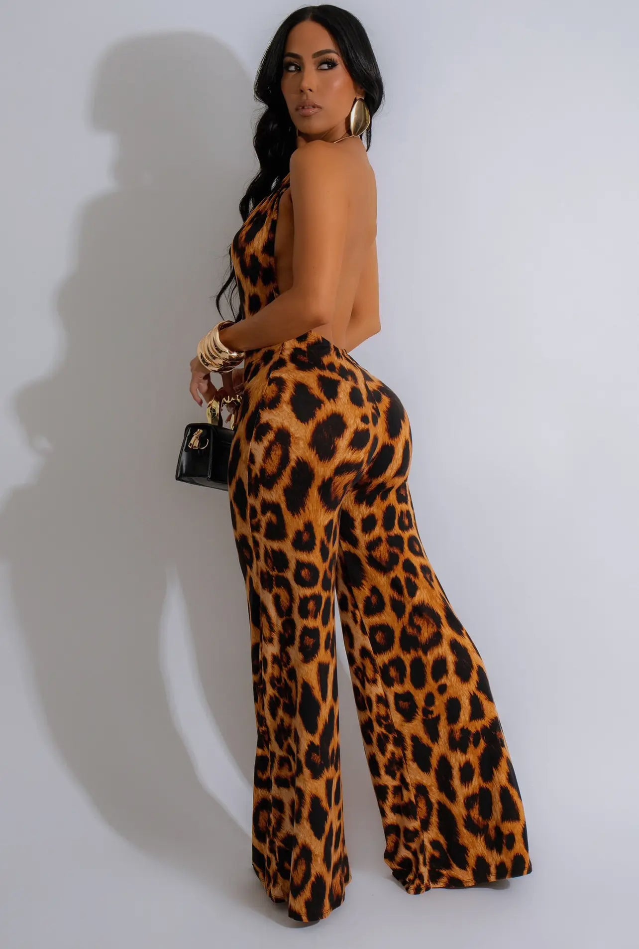 Leopard Print Plunging
Neckline Jumpsuit