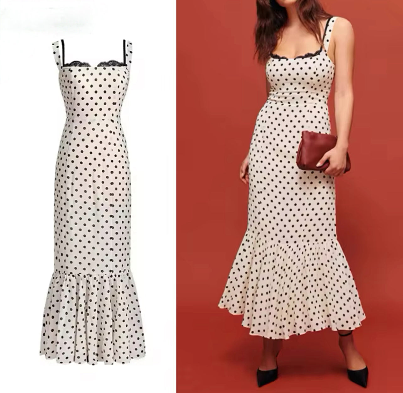 Polka dot mid dress